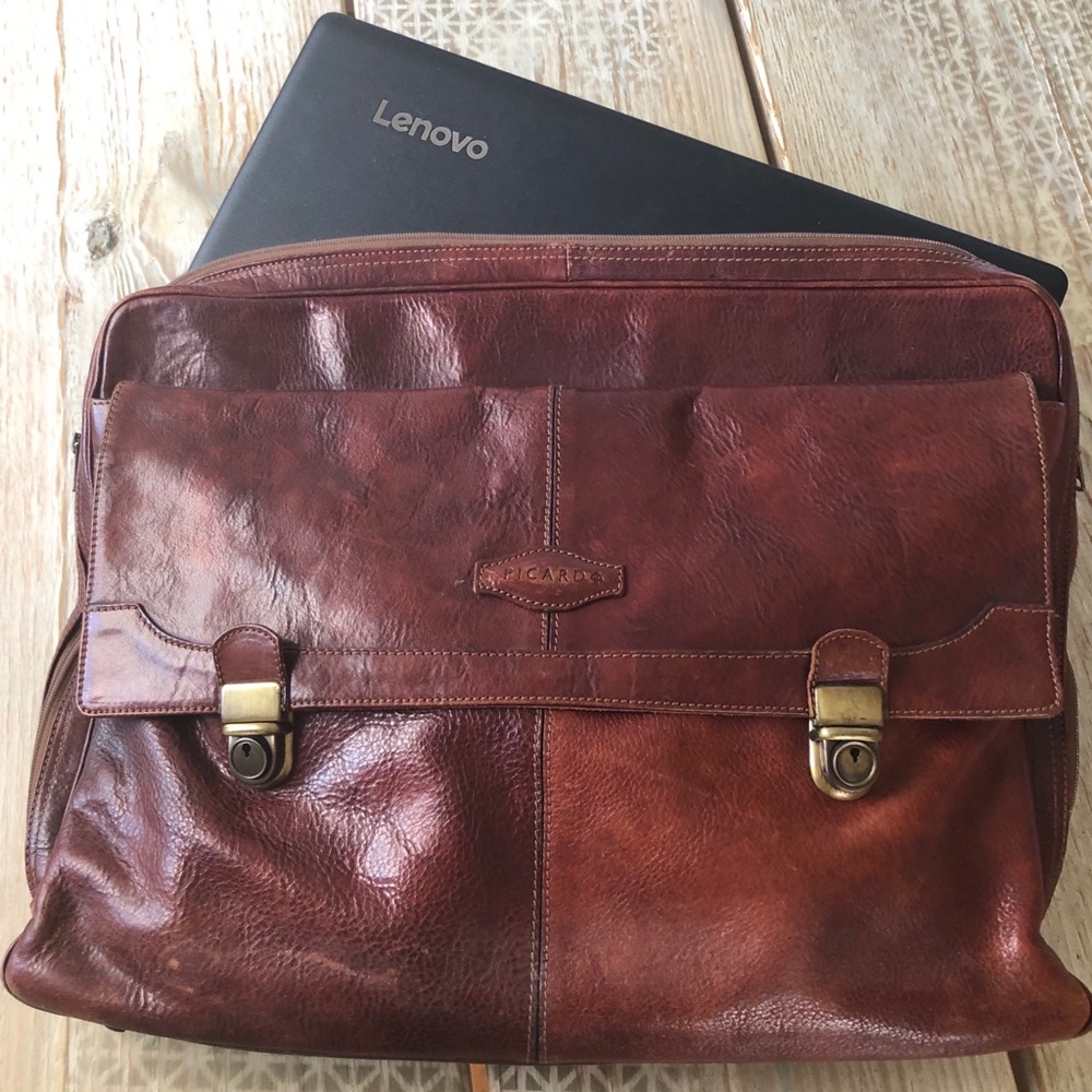 Bag, laptop bag, Vintage Picard, real leather - Picture 2 of 6